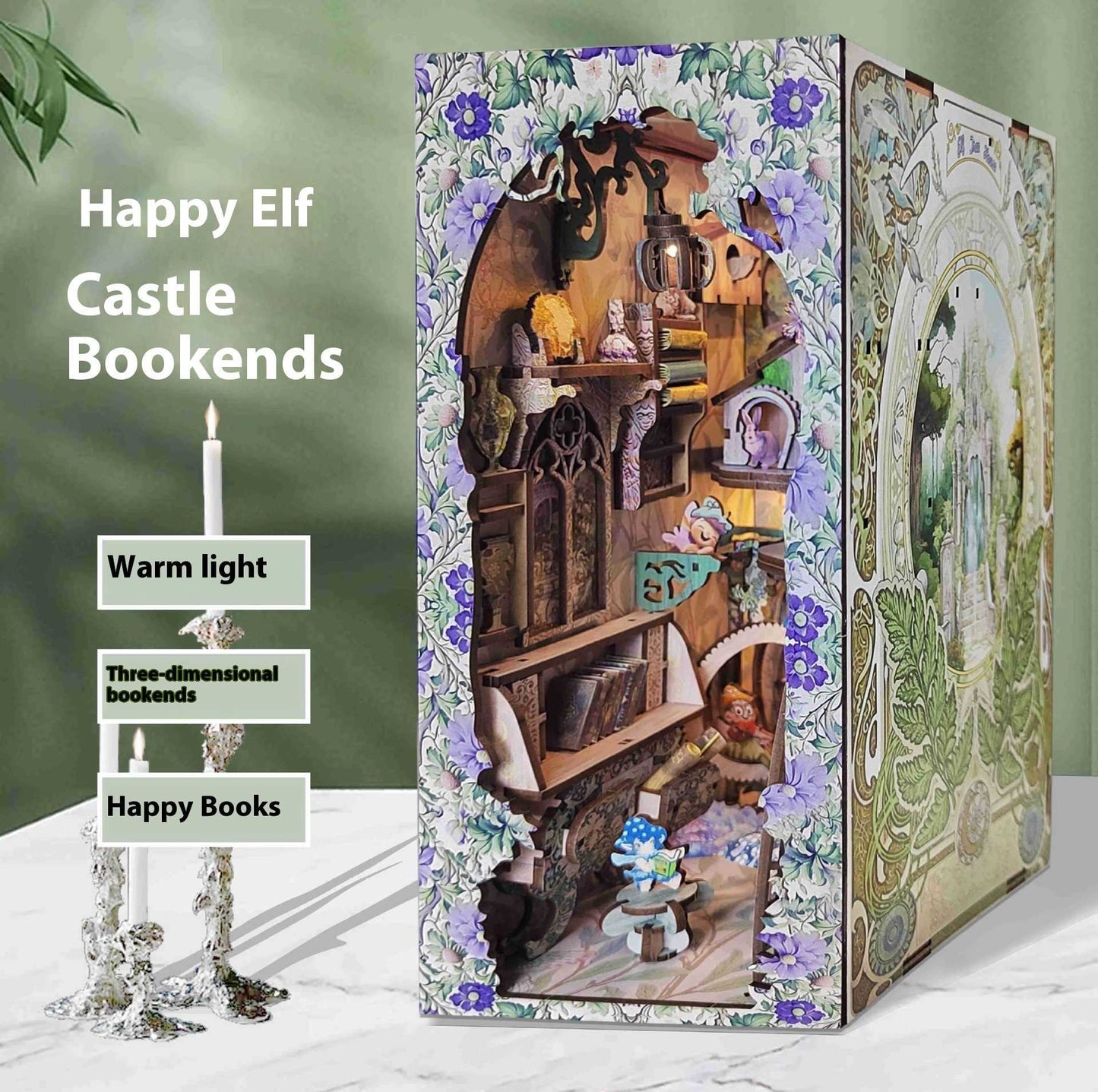 Creative Bookend Wooden Assembled Model Diy Scene Cottage - globaltradeleader