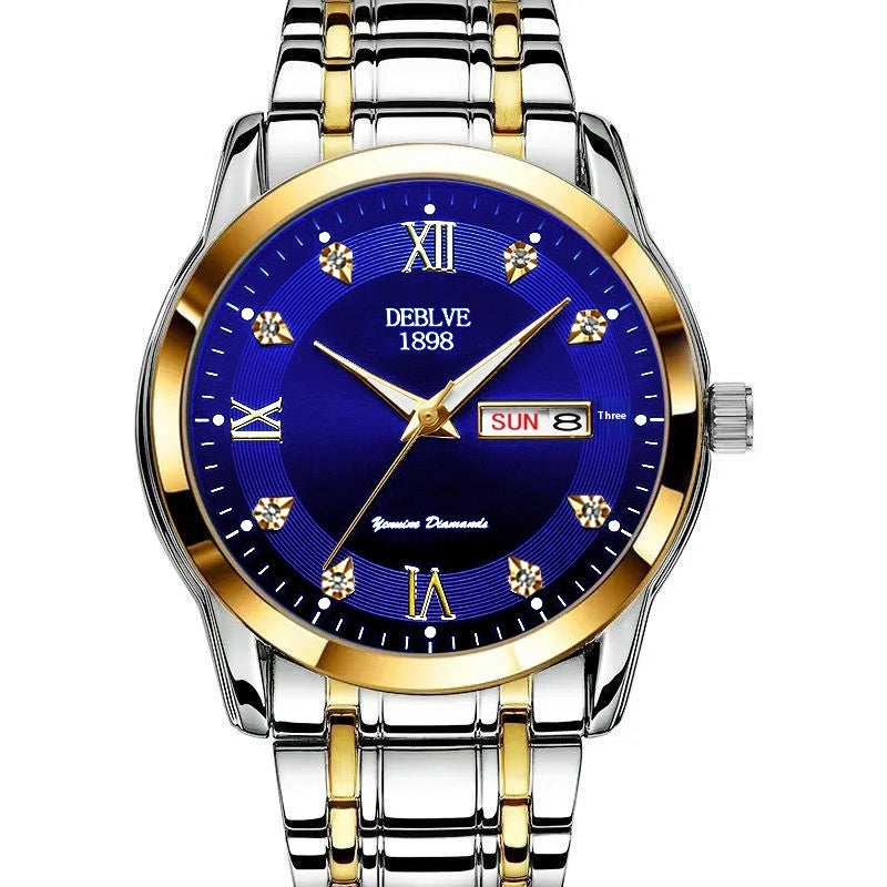 Fashion Alloy Steel Belt Waterproof Luminous Men's Dual Calendar Watch - globaltradeleader