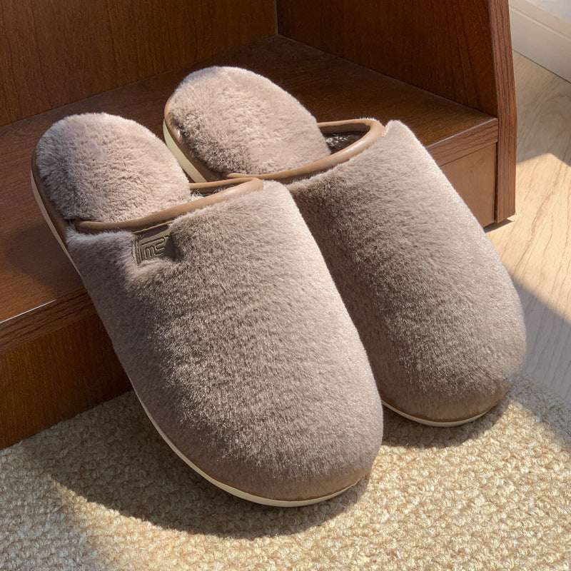 Winter Plush Slippers Warm Solid House Shoes Non-slip Bedroom Floor Home Slipper For Women Men - globaltradeleader