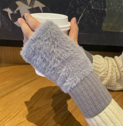 Korean Style Half Finger Flip Autumn And Winter Thermal Knitting Gloves - globaltradeleader