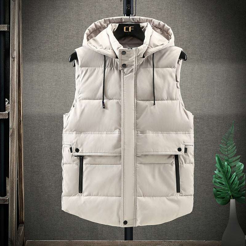Down Hooded Vest Men's Student Waistcoat Cotton Jacket - globaltradeleader