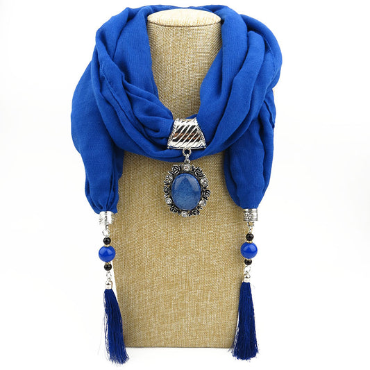 Ethnic Style Peacock Pendant Gem Tassel Scarf Shawl Autumn And Winter Women's Scarf