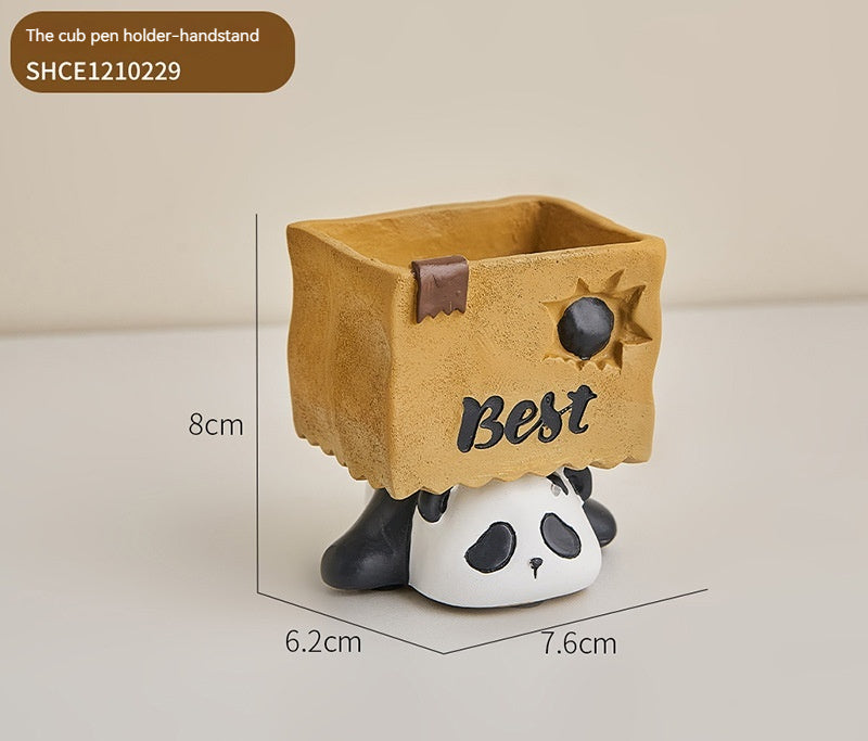 Cute Panda Pen Holder Creative Office Desk Ornaments Decoration Supplies Storage Box - globaltradeleader