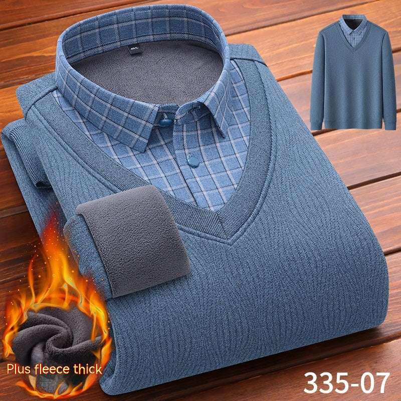Winter Fleece False-two-piece Warm Shirt