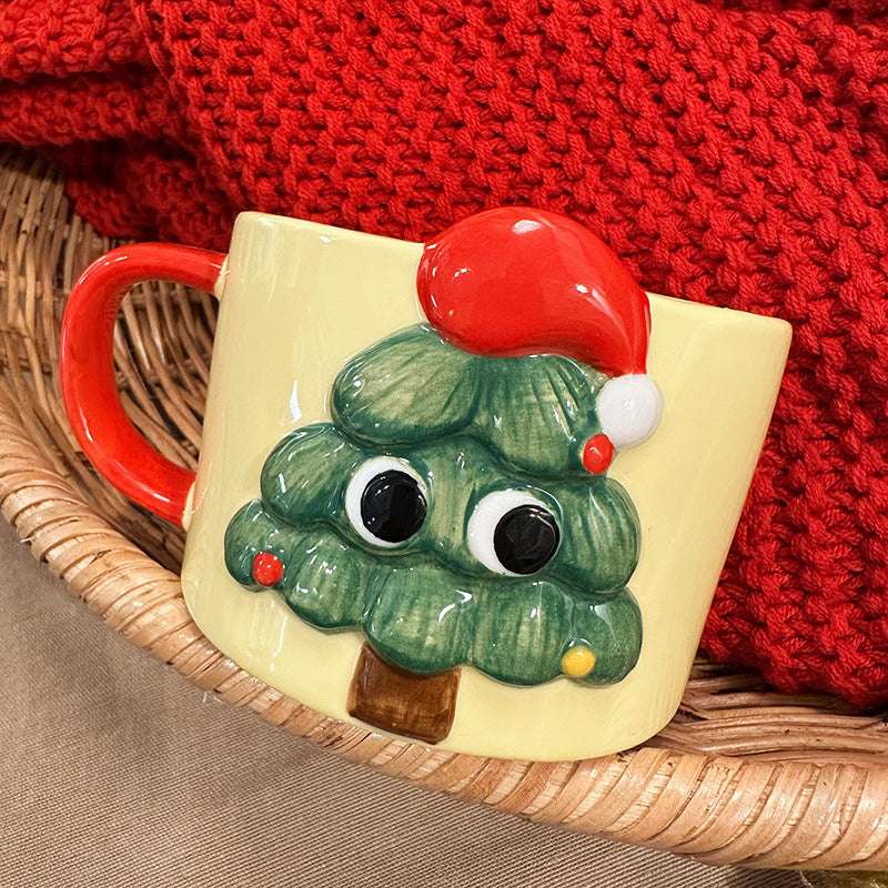 Hand-painted 3D Cute Christmas Tree-shaped Water Cup Mug - globaltradeleader