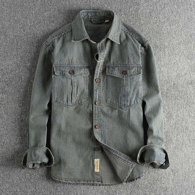 Washed Vintage Denim Shirt For Men - globaltradeleader