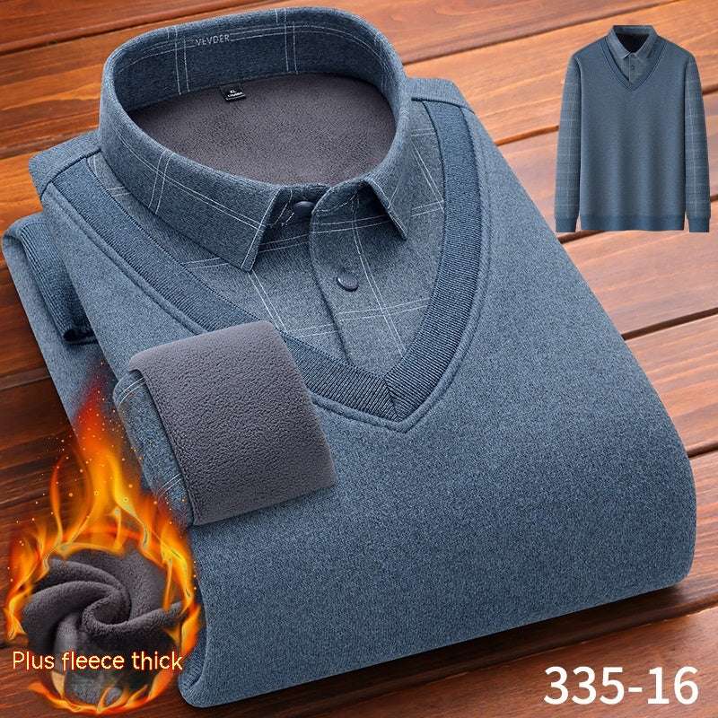 Winter Fleece False-two-piece Warm Shirt