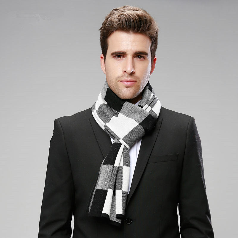 Classic And Fashionable British Checked Cashmere Scarf For Men's Warmth