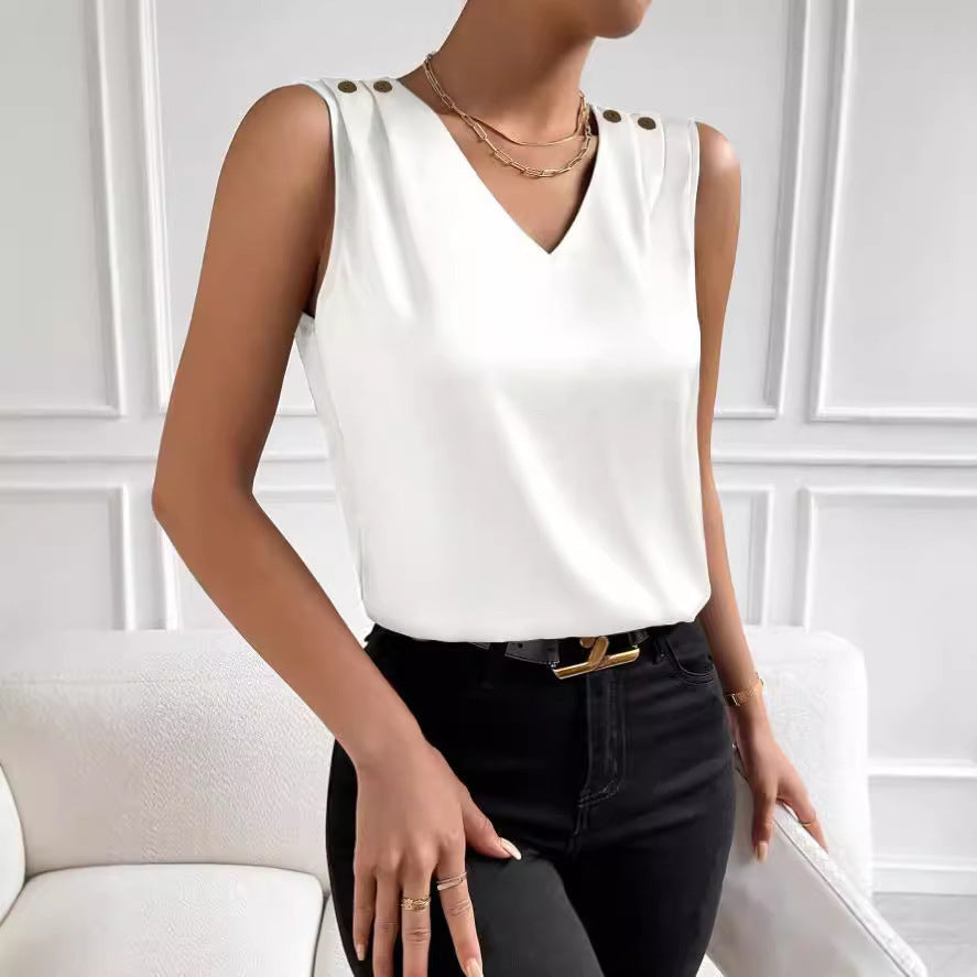 Women's Fashionable Simple Silk High Elastic Solid Color Vest - globaltradeleader