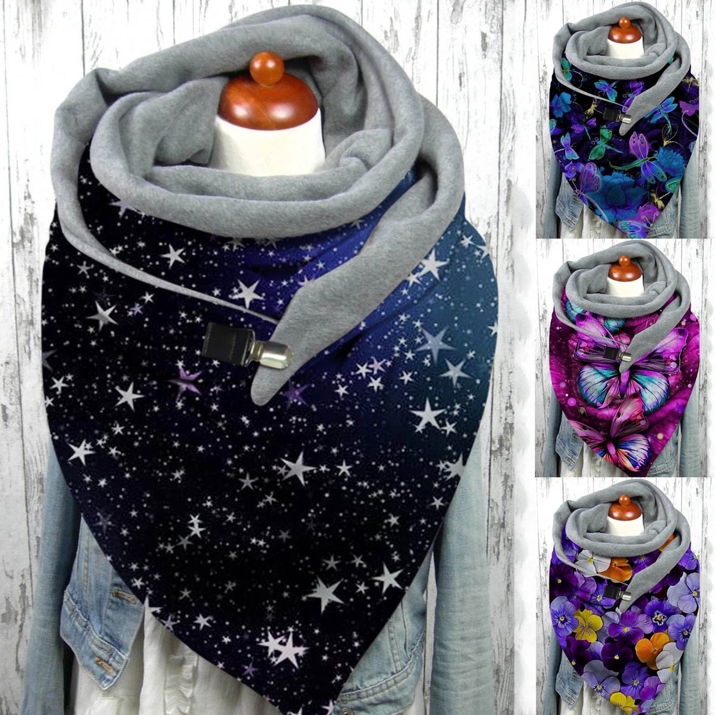 Versatile Thickened Simple Warm Shawl Fashionable Printed Scarf