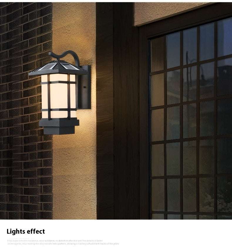 Pinye Solar Wall Lamp Outdoor Waterproof Garden Chinese Retro Villa Entrance Balcony Aisle - globaltradeleader