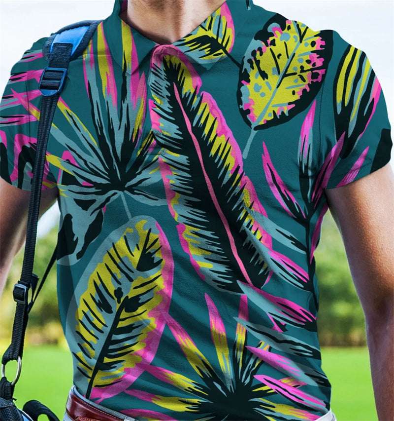 Men's Camouflage 3D Printed PoLo Shirt Fashion Button Lapel Short Sleeves