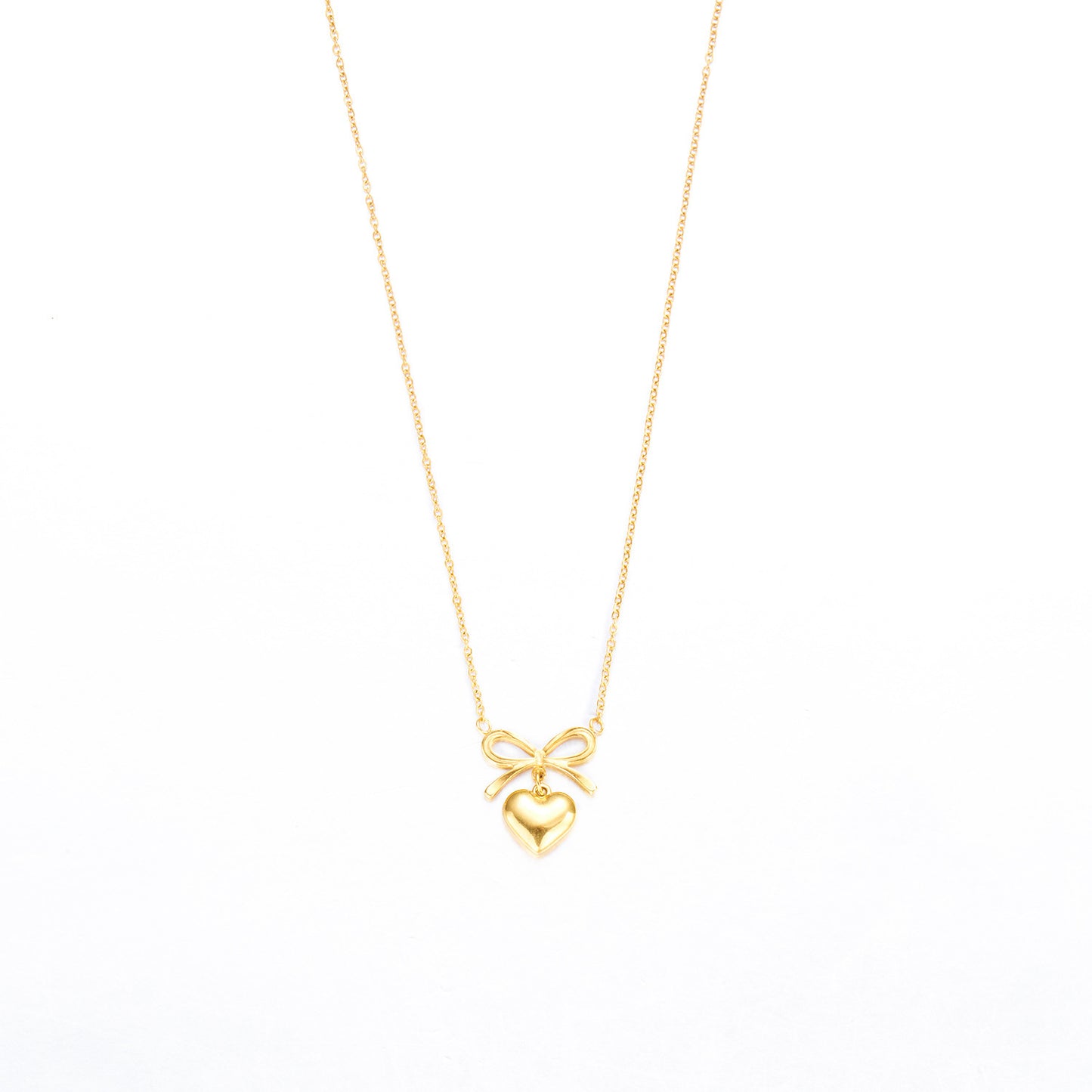 Stainless Steel New Fashion Fine Waterproof Jewelry Love Heart Bowknot Shape Charm Chain Choker Necklaces Pendant For Women Fashion Jewelry - globaltradeleader