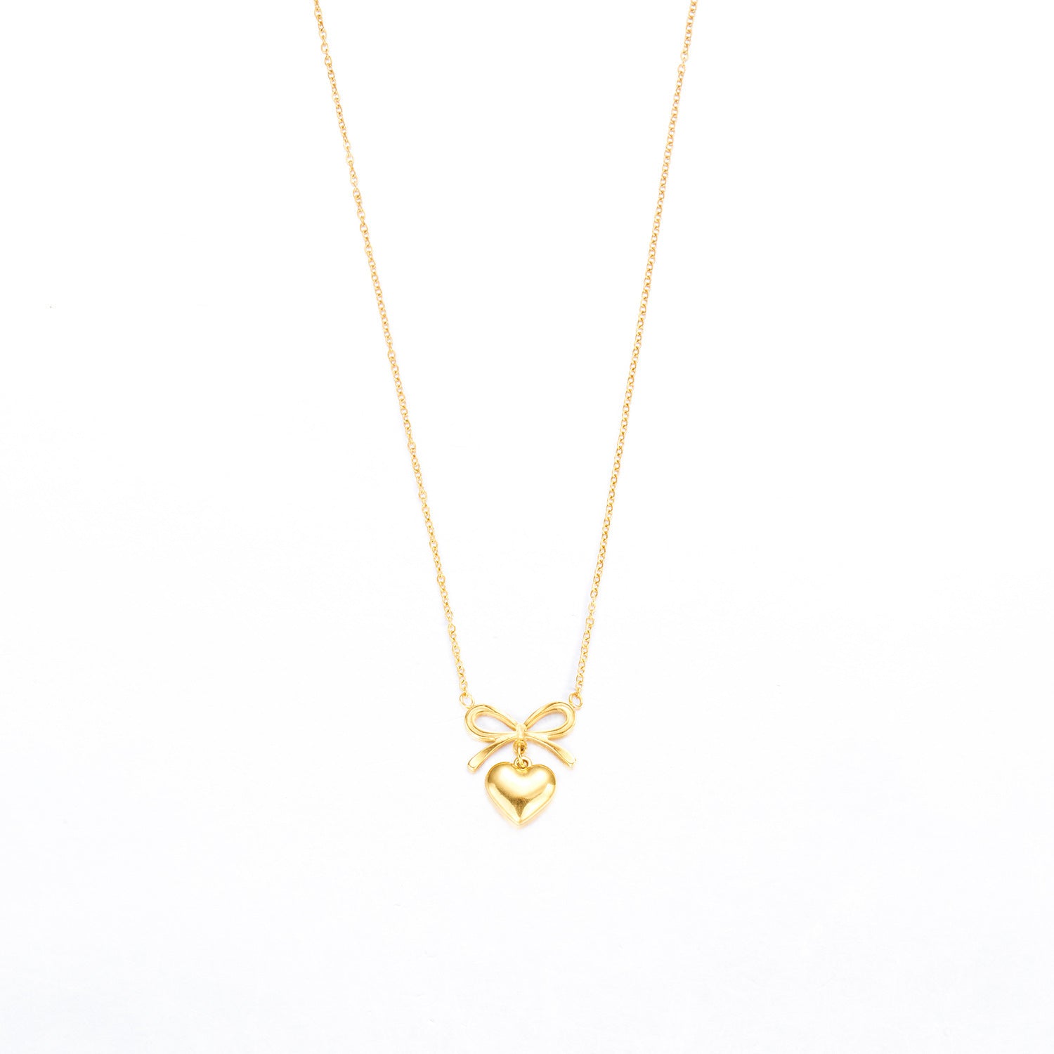 Stainless Steel New Fashion Fine Waterproof Jewelry Love Heart Bowknot Shape Charm Chain Choker Necklaces Pendant For Women Fashion Jewelry - globaltradeleader