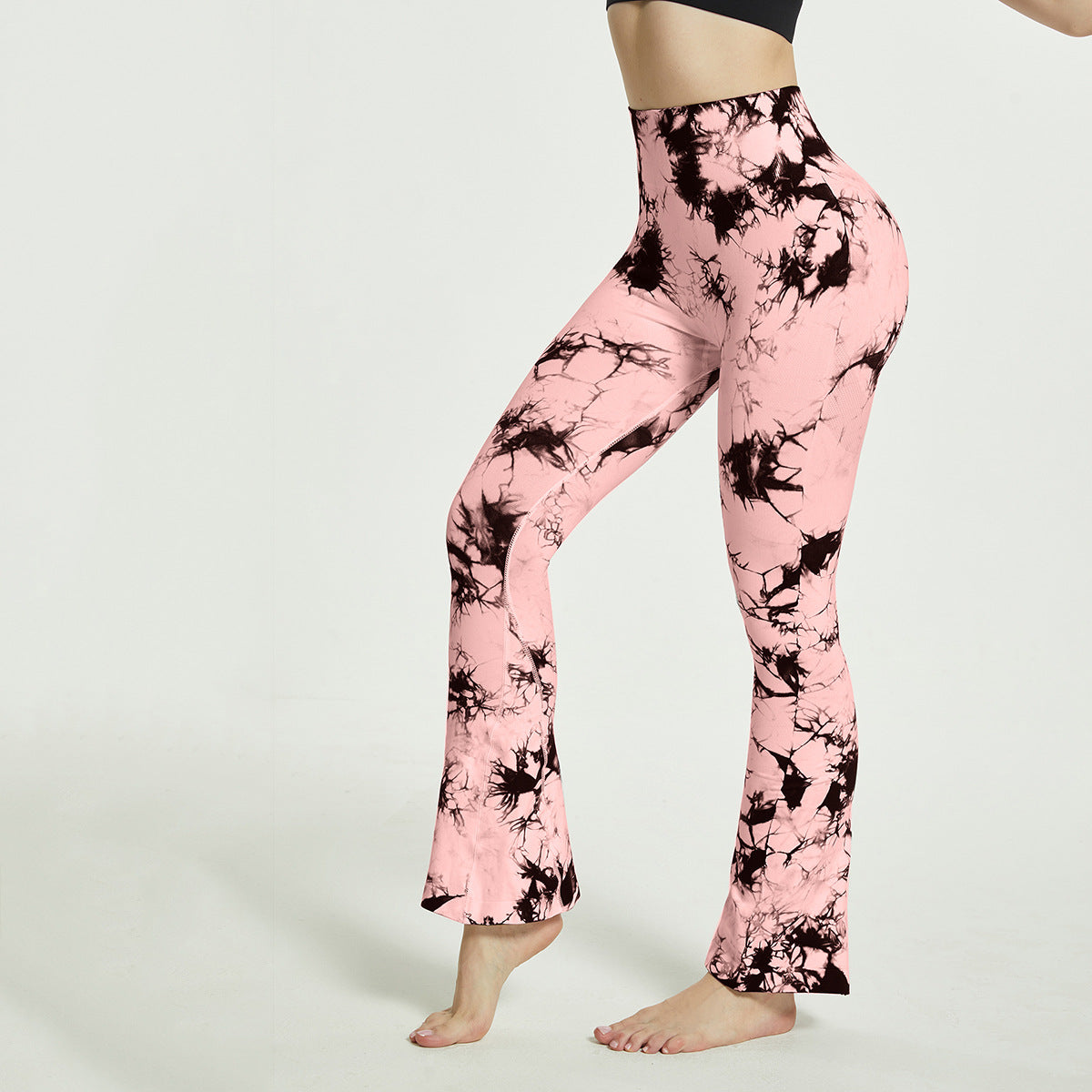 Fashion Tie Dye Printed Yoga Bell-Bottomed Pants Seamless High Waist Quick-drying Fitness Running Sports Leggings Women Flares - globaltradeleader