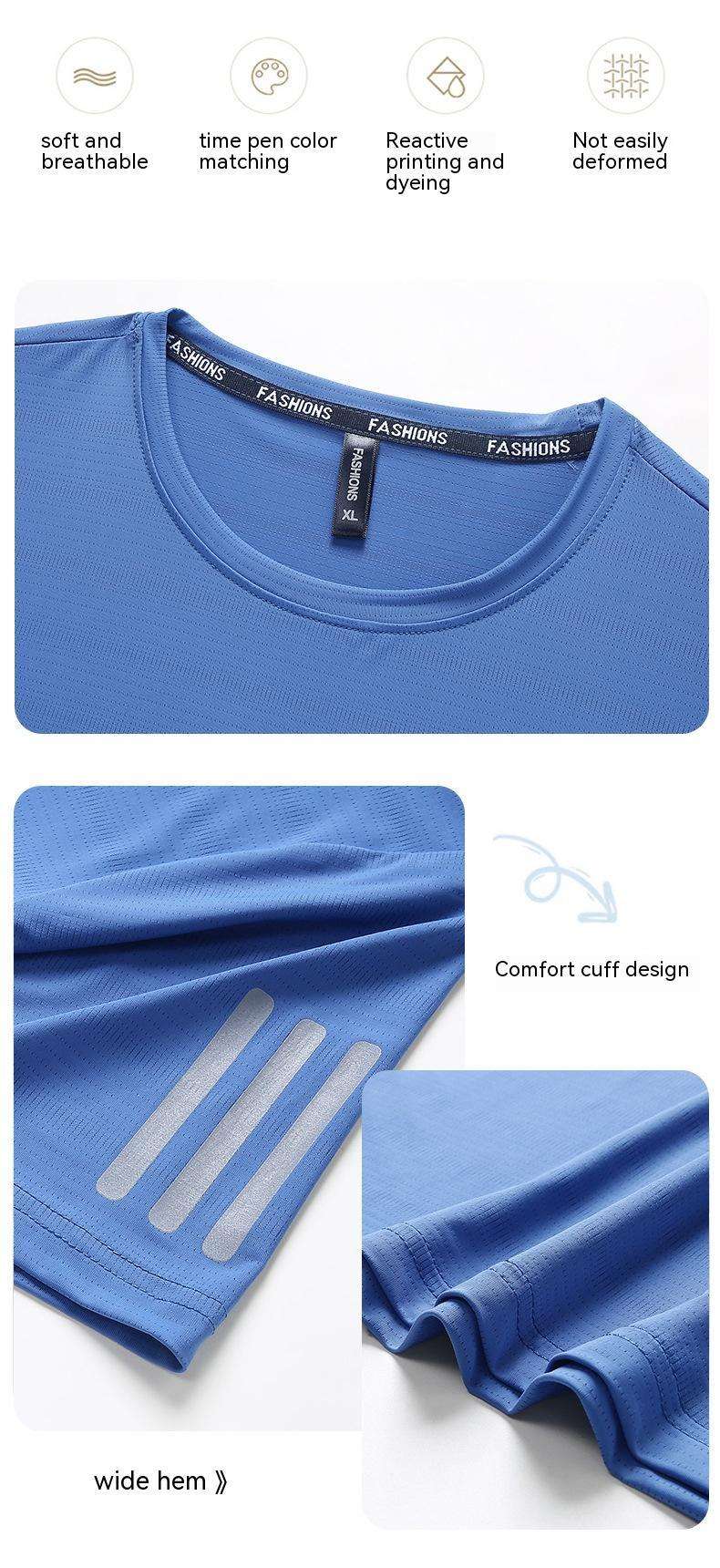 Large Size Ice Silk Short Sleeve T-shirt Quick Drying Clothes Summer Thin - globaltradeleader