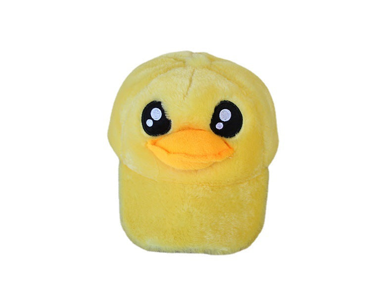 Plush Big Yellow Duck Winter Thickened Baseball Cap