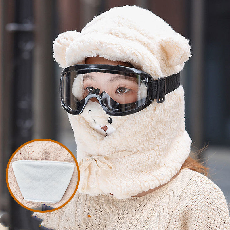 All-match thickened plush scarf with mask in winter