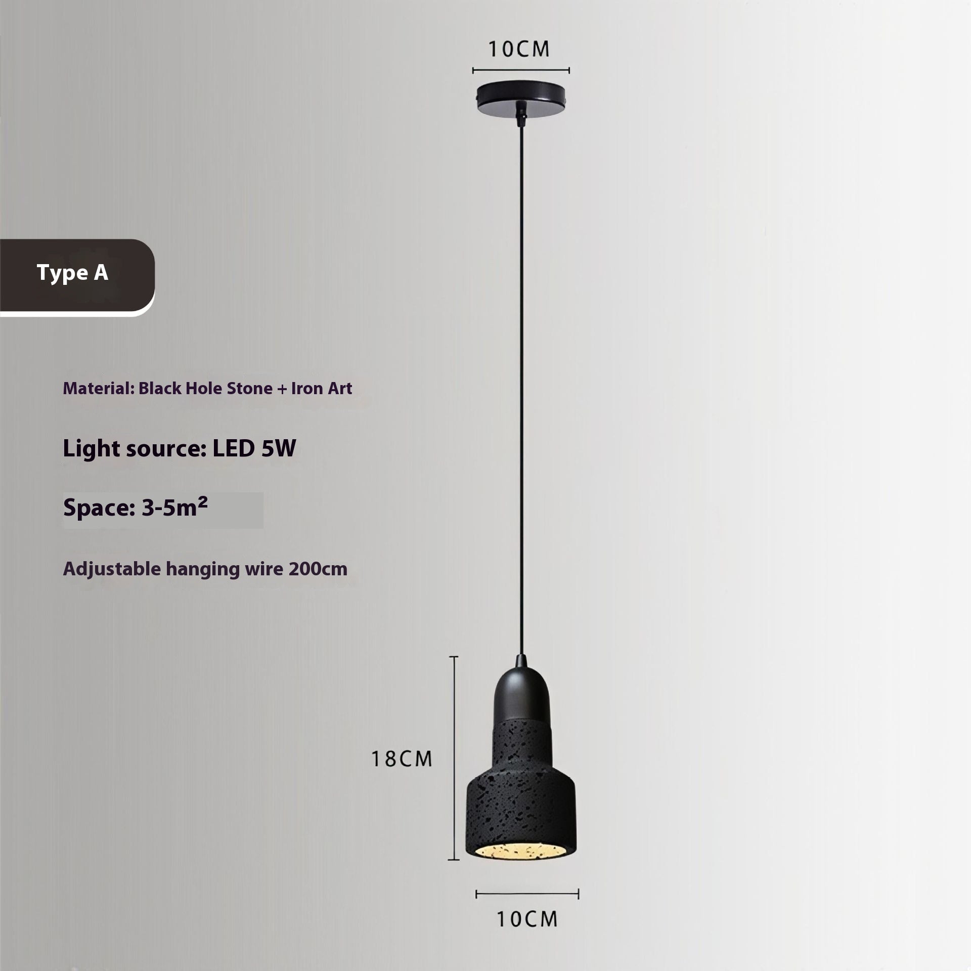 Black Cave Stone Restaurant Aisle Bedside Creative Terrazzo Chandelier - globaltradeleader