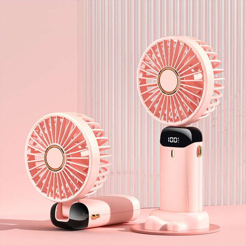 USB Rechargeable Mini Portable Handheld Electric Fan Foldable Neck Hanging Outdoor Fan Adjustable 5 Speed Powerful Air Cooler - globaltradeleader