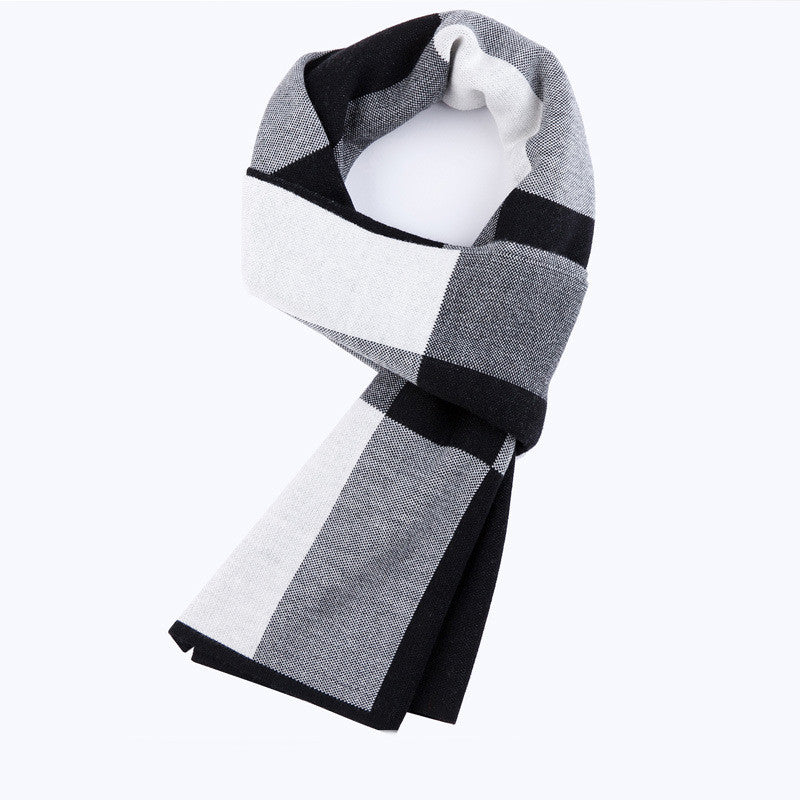 Men's Fashion Casual Plaid Warm Wool Scarf