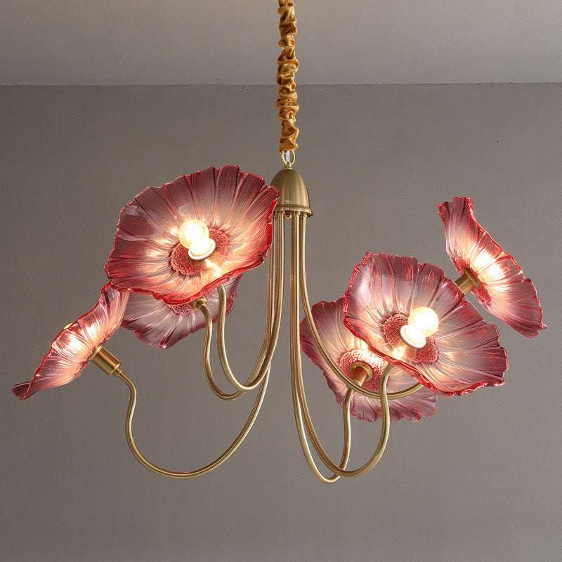 Modern Simple Home Glass Lotus Leaf Chandelier - globaltradeleader