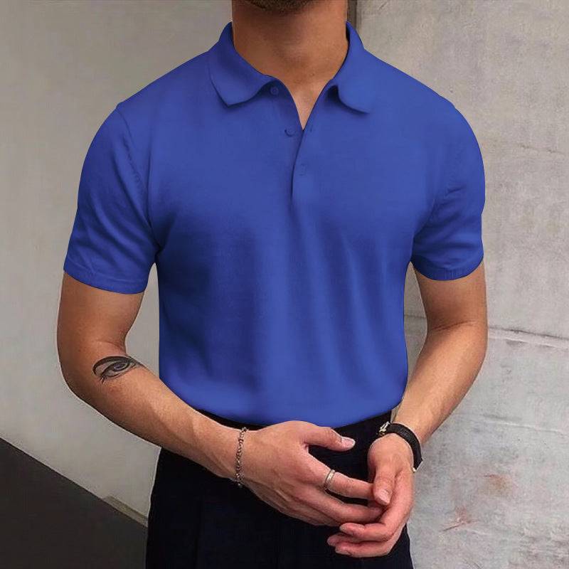 Men's Summer Lapels T-shirt Solid Color Casual - globaltradeleader