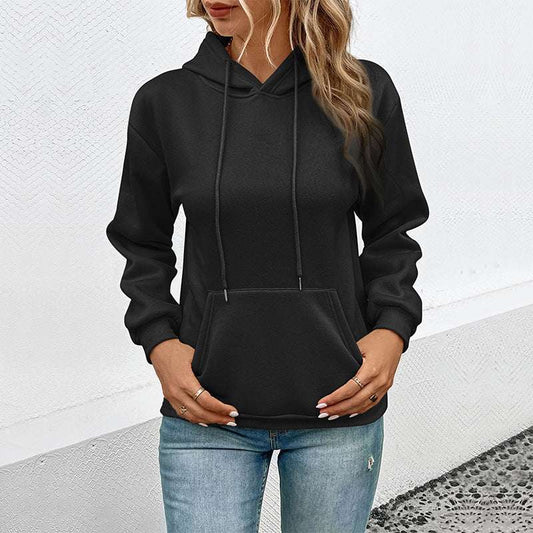 Cross-border Long Sleeve Solid Color Hoodie - globaltradeleader