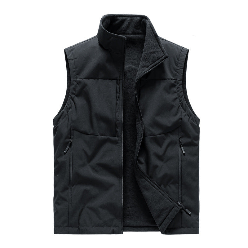 Men's Double-sided Fleece Vest Winter Warm Loose Sleeveless Tank Outdoor Workwear Vest Clothing - globaltradeleader