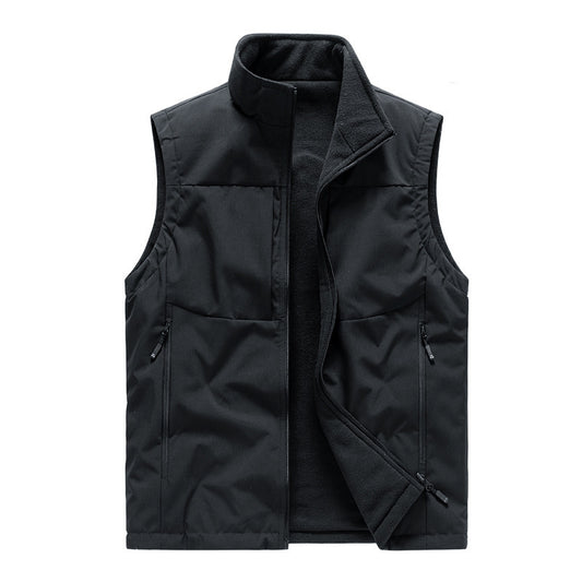 Men's Double-sided Fleece Vest Winter Warm Loose Sleeveless Tank Outdoor Workwear Vest Clothing - globaltradeleader