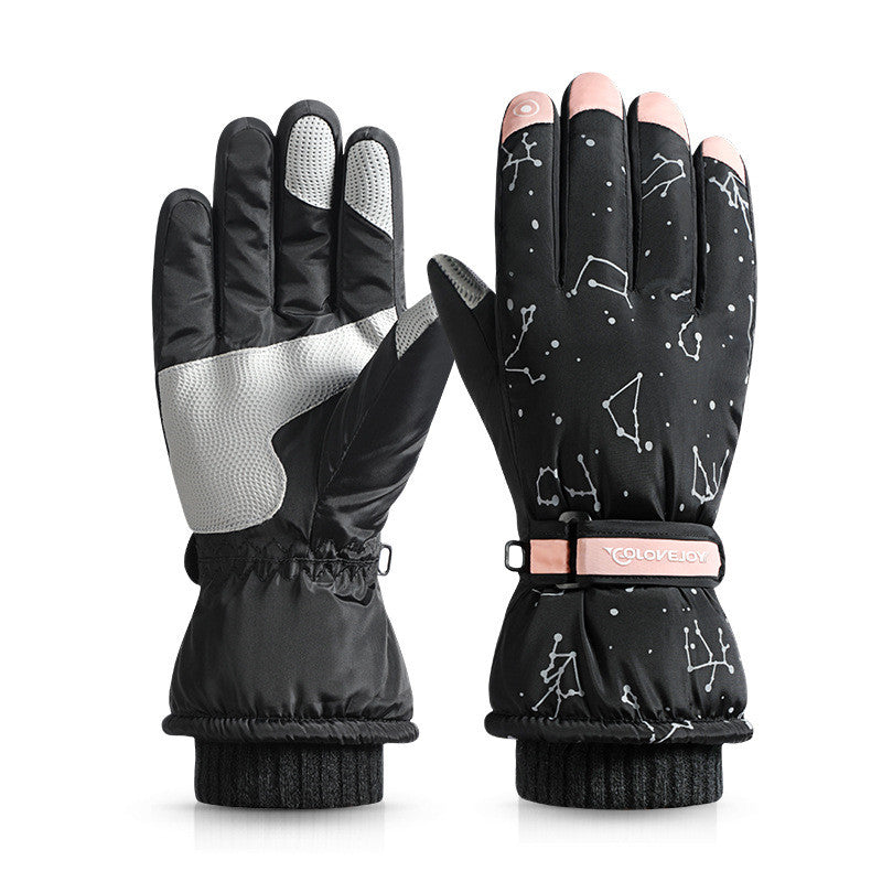 Cycling Three-layer Velvet-filled Cotton-filled Warm Gloves