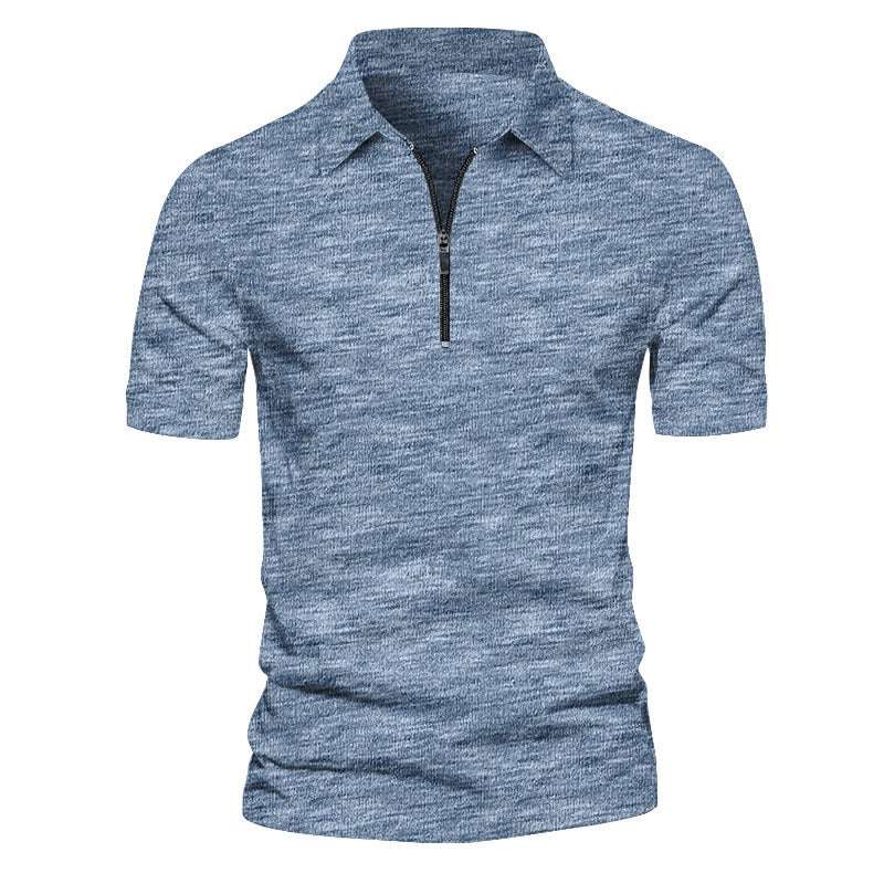 Men's Short Sleeved Zipper Tie Dyed Stripe