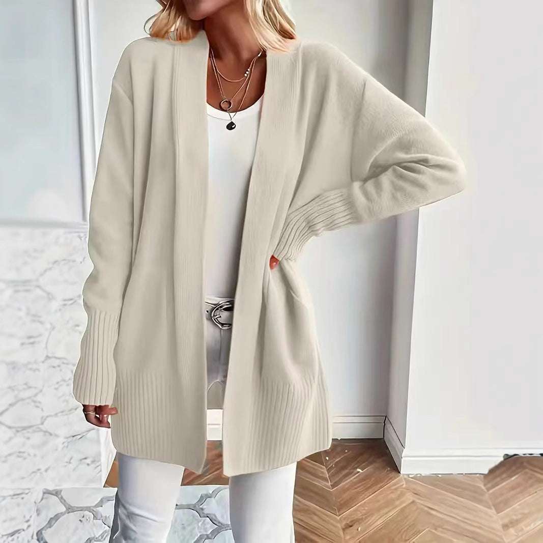 Plus Size Women's Solid Color Knit Casual Simple Cardigan - globaltradeleader