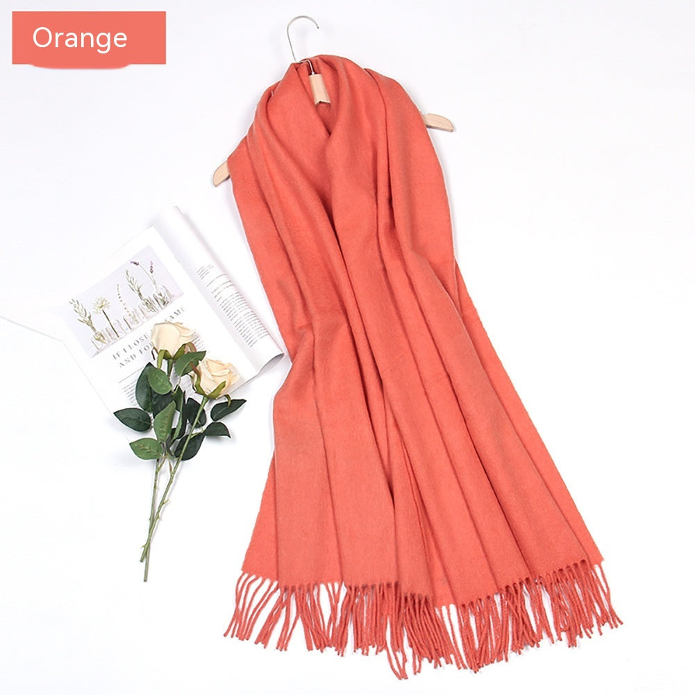 Women's Solid Color Lambswool Fringe Bib