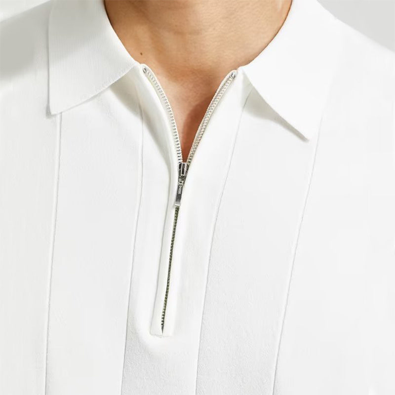 Fashion Short-sleeved Polo Shirt Summer Lapel Zipper T-shirt Tops Mens Clothing - globaltradeleader