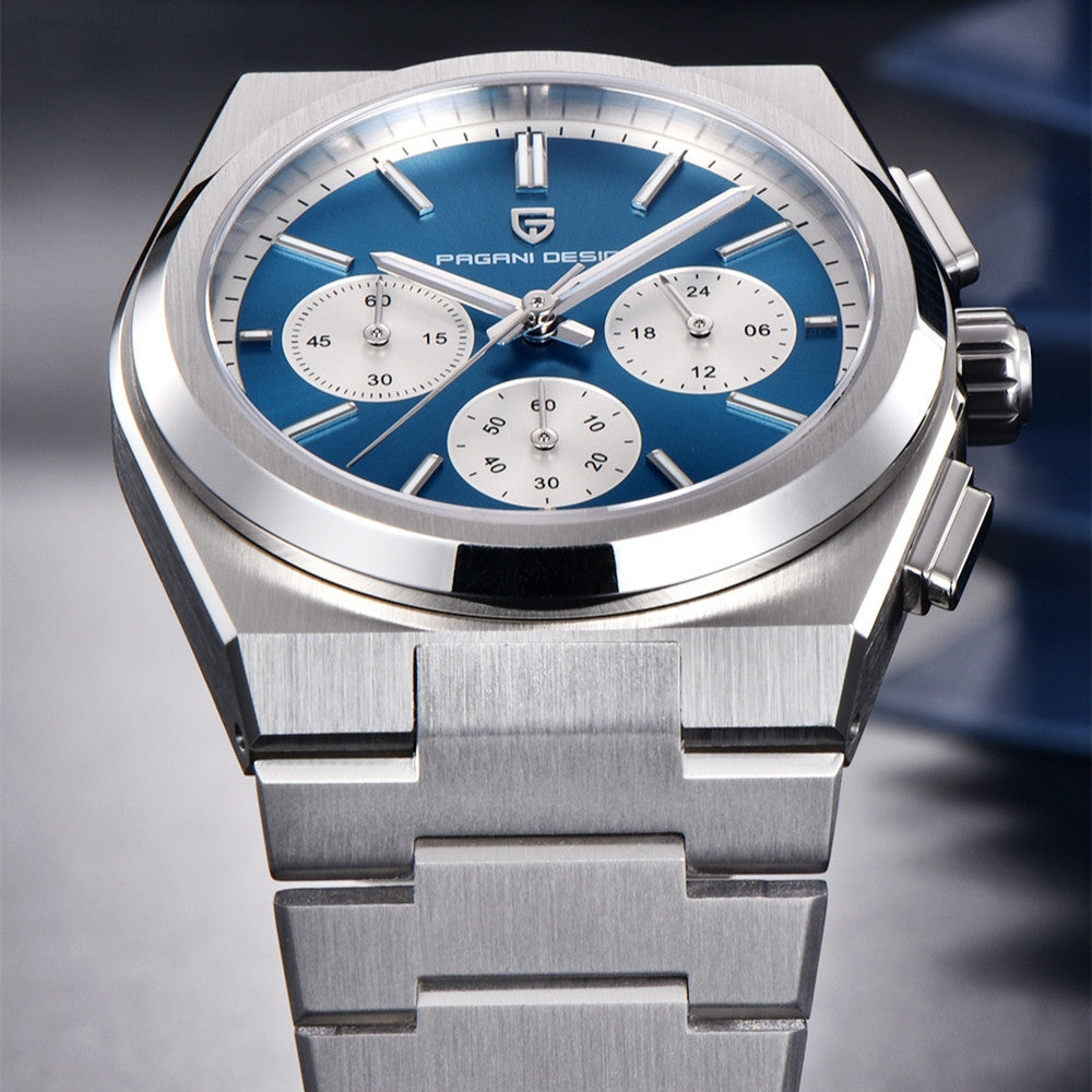 Mens Fashion Blue Quartz Waterproof Chronograph Watch - globaltradeleader