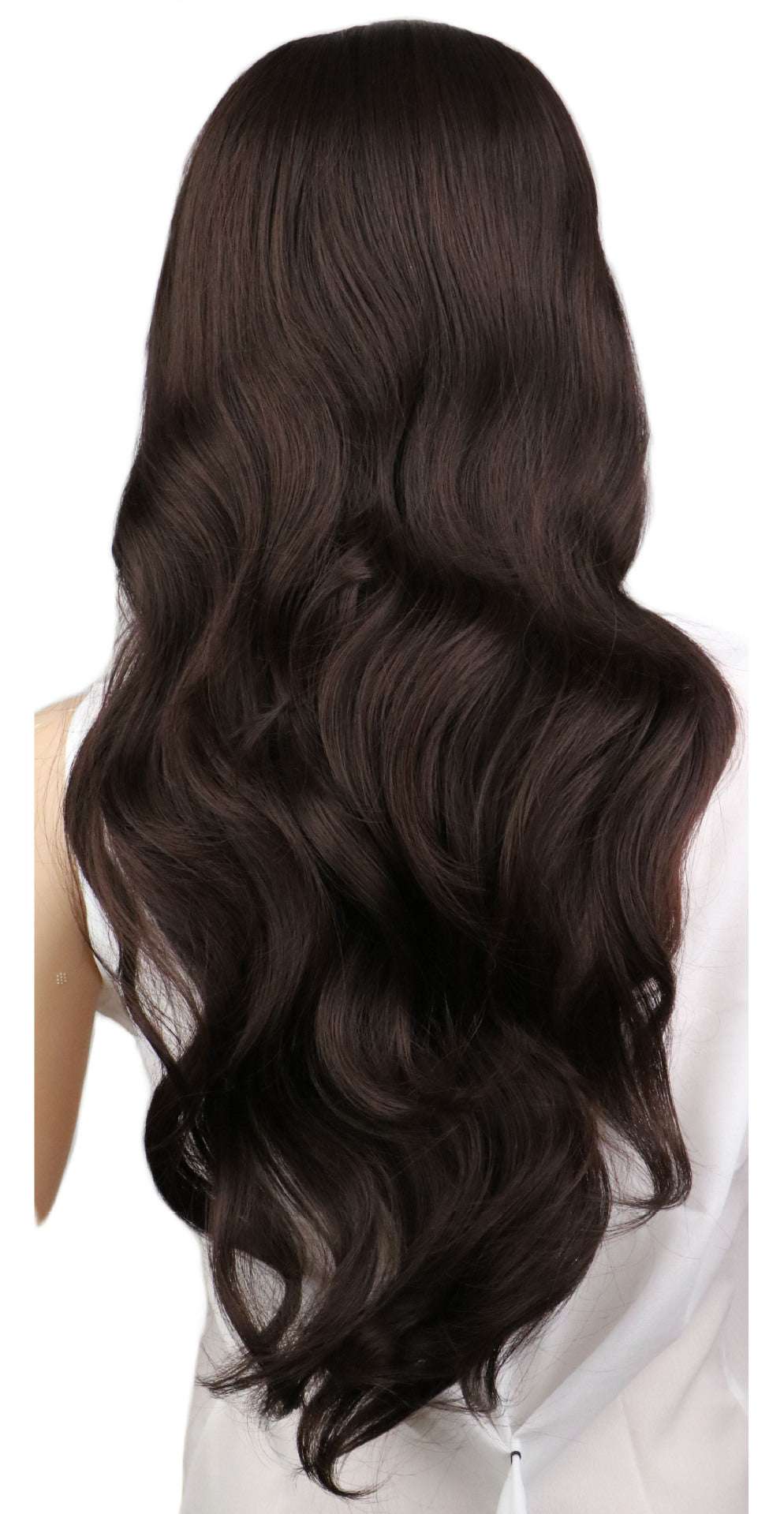 Female Long Curly Hair Big Wave Pear Flower Head Buckle Qi Bangs Wig