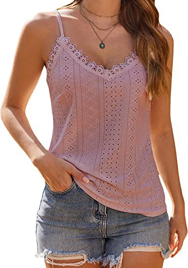 Solid Color Hollow Lace Strappy T-shirt - globaltradeleader