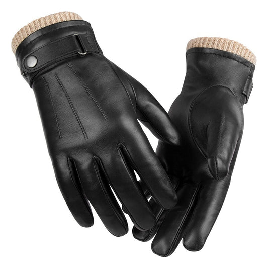 Men's Fleece-lined Windproof Winter Sheepskin Warm Gloves - globaltradeleader