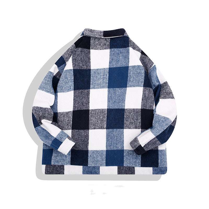 Men's Autumn And Winter Warm Plaid Wool Loose Jacket