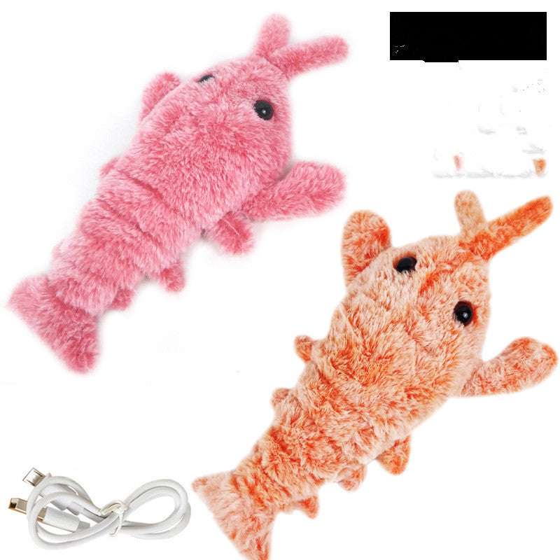 Electric Jumping Shrimp USB Charging Simulation Lobster Funny Cat Plush Toy
