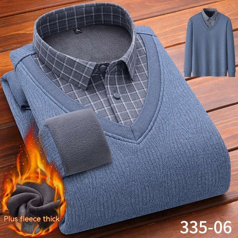 Winter Fleece False-two-piece Warm Shirt