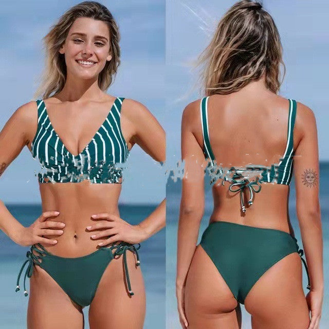 Fashion Swimsuit Small Chest Push Up Split Seaside Swimsuit - globaltradeleader