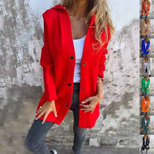 Casual Hooded Single-Breasted Cardigan Fashion Loose Solid Color Jacket Spring And Autumn Women's Clothing - globaltradeleader