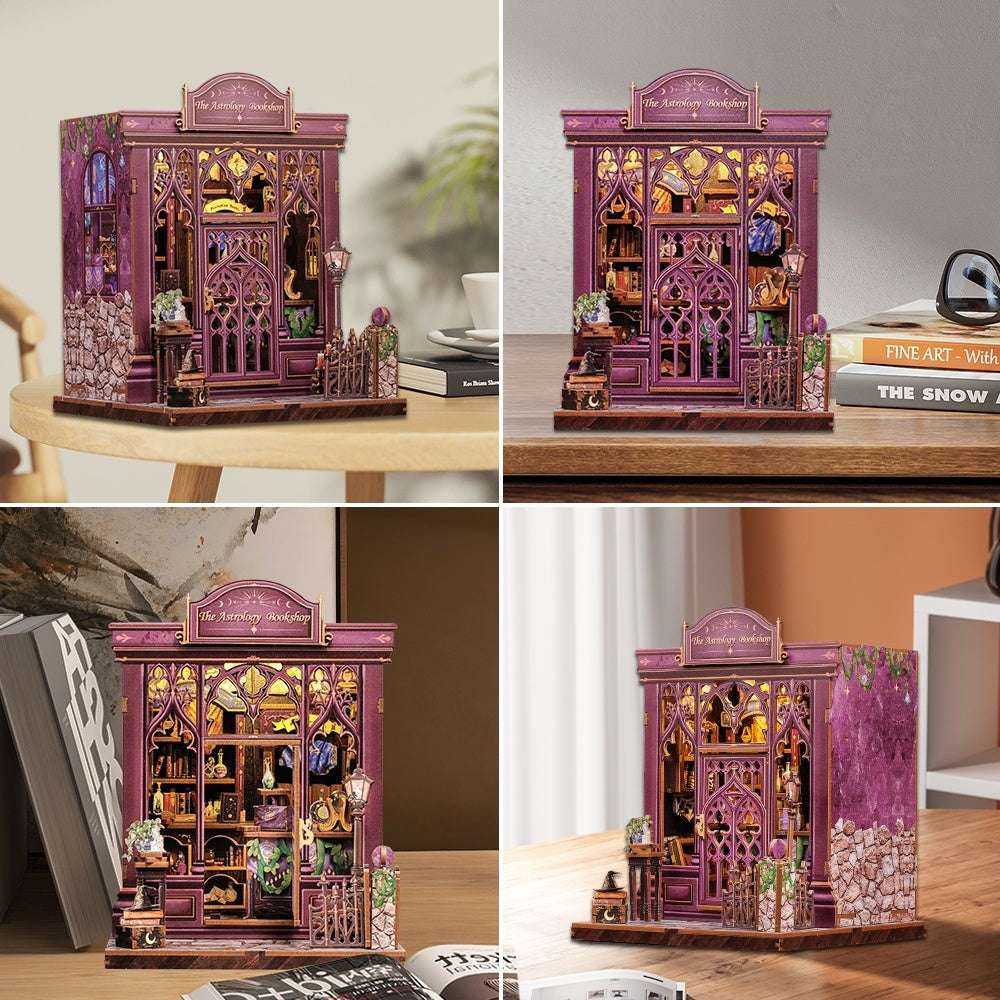 Diy Cottage Hand-assembled Book Stand Model Building Blocks Ornaments