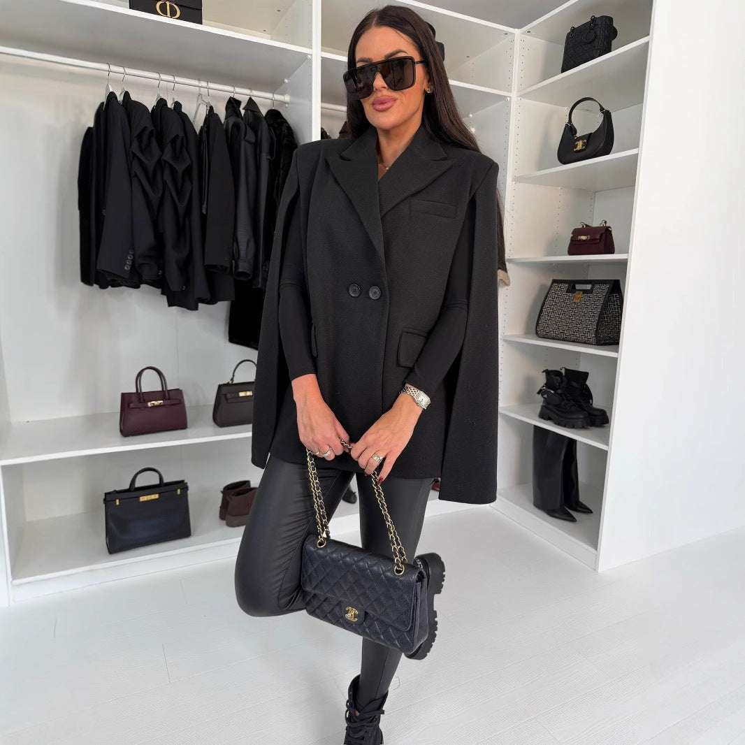 Fashion Solid Color Loose Shawl Coat - globaltradeleader