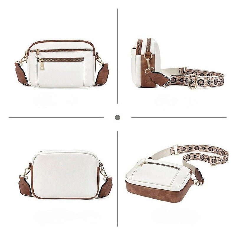 Ladies' Small Square Bag Two-tone Leather Crossbody Bag Large-capacity PU Crossbody Wallet Multi-functional For Women's Bag - globaltradeleader