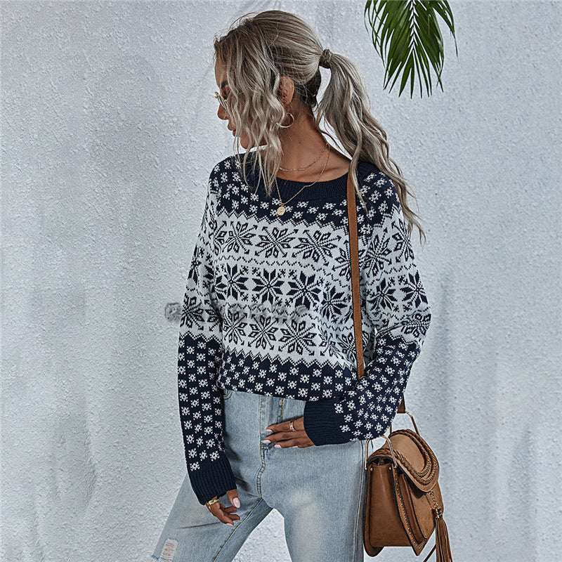 Knitted Loose Christmas Long-sleeved Round Neck Sweater
