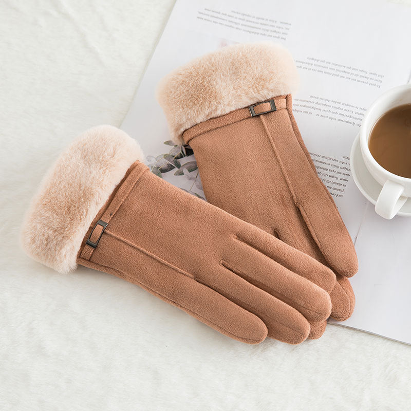 Thermal Gloves N915 Women's Winter Suede Double-layer Velvet Thickened - globaltradeleader