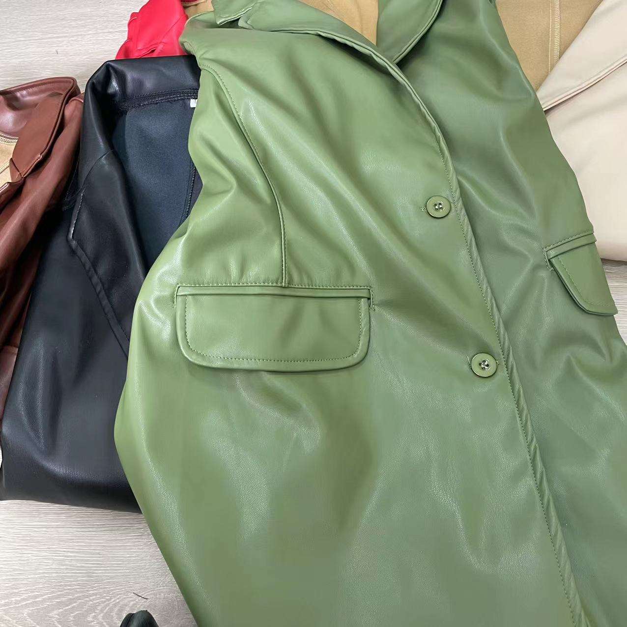 European And American Leather Coat Warm Suit